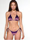 Set Bikini Triunghi și Șir Violet Ombré Sclipici