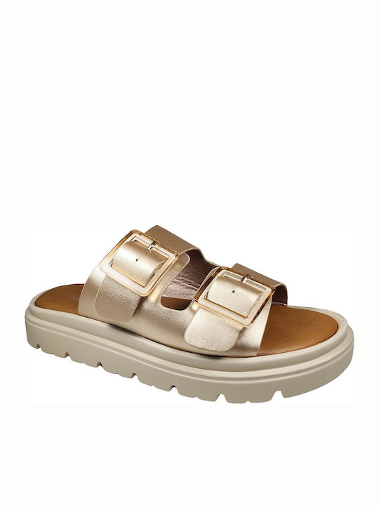 Zak Damen Flatforms Gold Sandalen