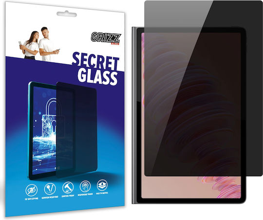 Grizzglass Secretglass Privacy Hybrid Glass Screen Protector Compatible Lenovo Tab Plus Black