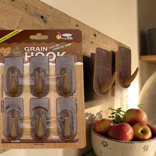 Selbstklebende Wandhaken Braun Set 6 Stück 11kzn69