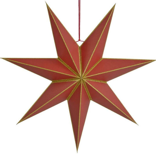Mica Christmas Decorative Pendant Star Illuminated Paper Red 18x60cm