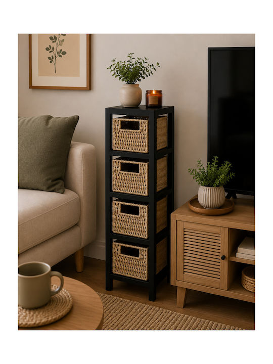 Wooden Storage Drawers with 4 Drawers L17xW24xH65cm