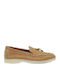 Leather Women's Loafers In Tabac Brown Color