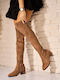 Wildleder Damenstiefel Khaki
