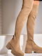 Cizme Dama Suede cu Toc Mediu Kaki
