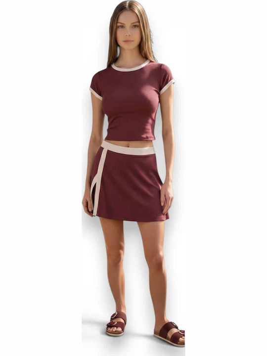 Benissimo 262055295 Damenröcke Set Top Skorts Burgundisch
