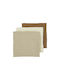 Set 3 Pieces Cotton Muslin 70x70cm Multipurpose Offwhite Soft Sand Taupe Meyco Mey-152.000.cd.04.m3