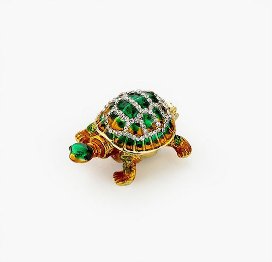 Cloisonne Кутия За Бижута Костенурка Зелена И Оранжева 5x3x2.5cm