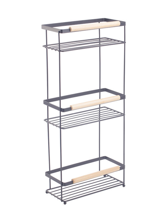 TnS Floor Bathroom Shelf Metallic with 3 Shelves 58x27x12cm Black