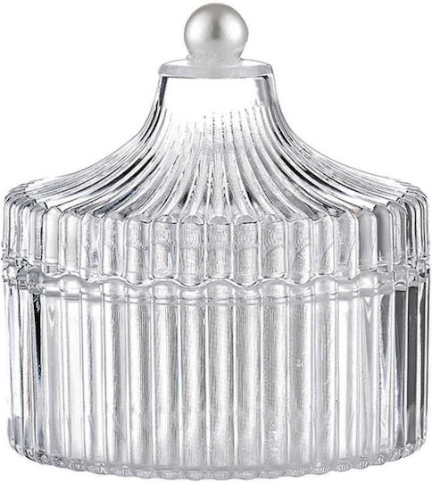 Acrylic Round Jewelry Box Embossed Lines Φ6.5x7 Per Set 12 Pieces