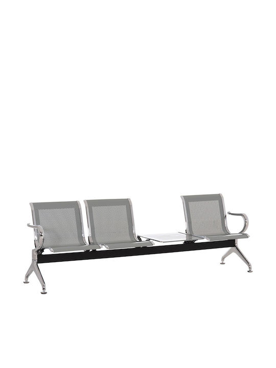 Dreisitziger Wartesessel in Grau Farbe 223x55x76cm