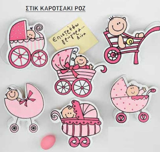 Holzhochzeitsgeschenkmaterialien Mit Memo Kinderwagen Rosa 6 Designs 7cm Pro Set 6 Stück