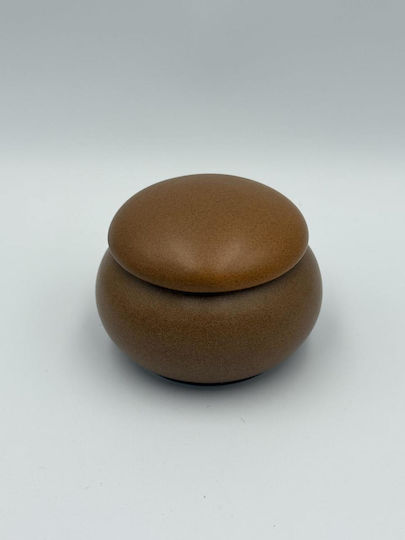 Porcelain Macaron Jewelry Box Brown Speckled Matte Large 6.2x4.5