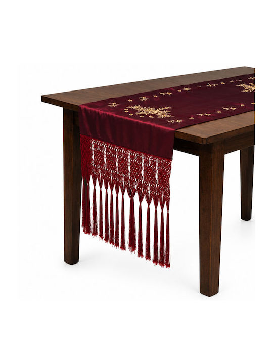 Inart Runner Burgundy-Gold 45x140cm