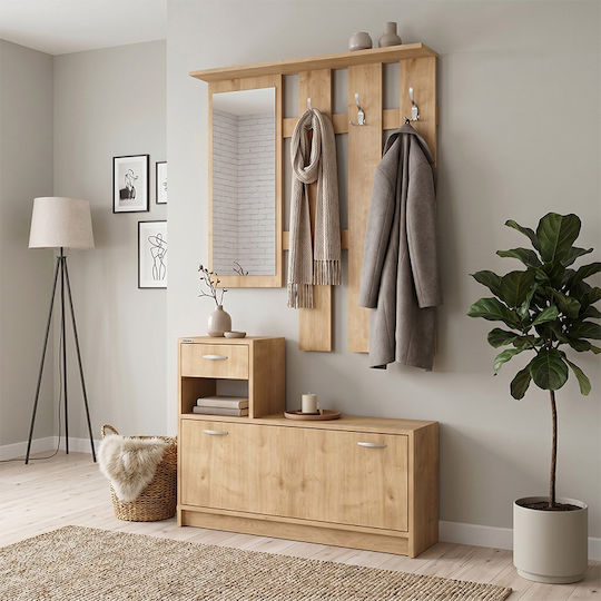 Raynold Mobilă de Hol cu Suport pentru Haine Fag Natural 100x30x180cm