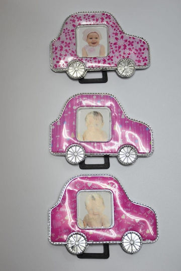 Bonbonniere PVC Photo Frame Car Pink 3 Designs 12.5x8.5cm Per Set 6 Pieces