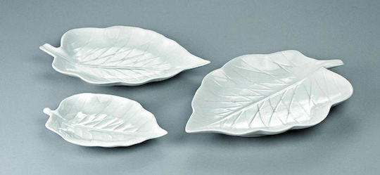 White Porcelain Leaf Trays Set 4 Pieces 30x20 27x18