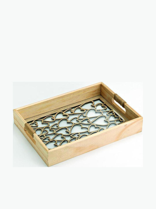 Wooden Rectangular Tray Hearts Plexiglass 35x25x6cm Wooden Rectangular Tray Hearts Plexiglass 35x25x6cm