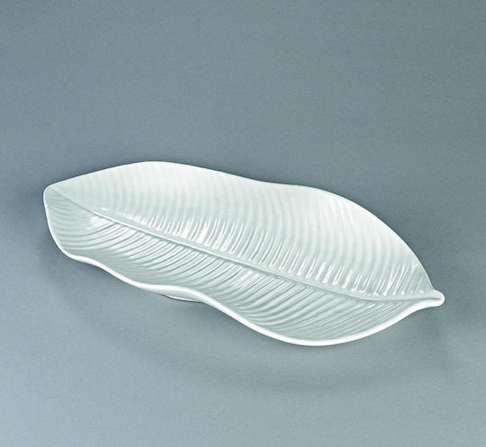 Porzellan-Tablett Weiß Blatt 38x20