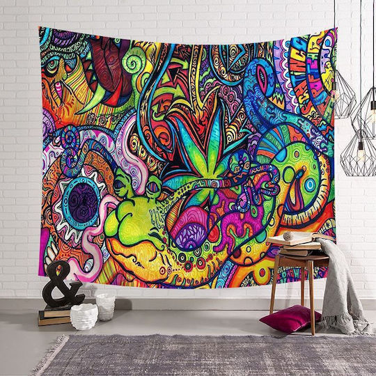 FRIPIA Wandbehang Handgefertigt Bunt aus Stoff 150x130cm