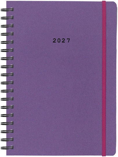 Next Daily Agenda Natural 2027 Purple Spiral 17x25cm with Personalization