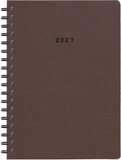 Next Daily Agenda Classic 2027 Brown Spiral 17x25cm with Personalization