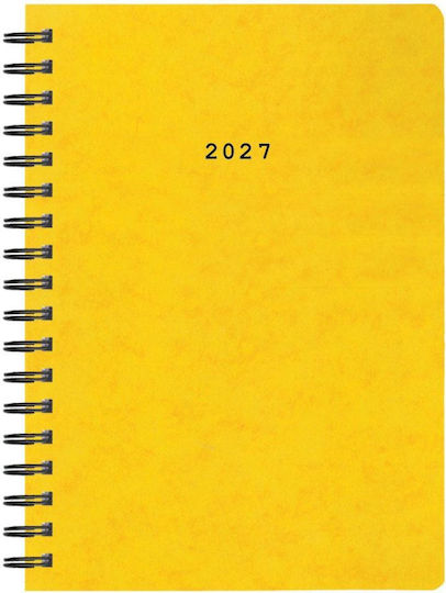 Next Ημερήσια Ατζέντα Πρεσπαν 2027 Κίτρινη Σπιράλ 17x25εκ. (με Προσωποποίηση)