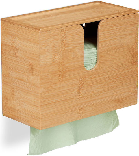 Relaxdays Suport Pentru Prosoape De Hârtie Din Lemn Bej 27x13x21cm 10045315