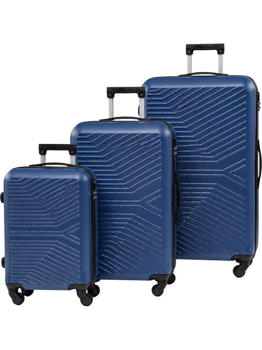 Hard Dark Blue Travel Suitcases Set 3pcs
