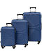 Hard Dark Blue Travel Suitcases Set 3pcs