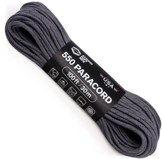 Atwood Rope Mfg Artani 550 Paracord 100 Ft Graphite With Black Tracer