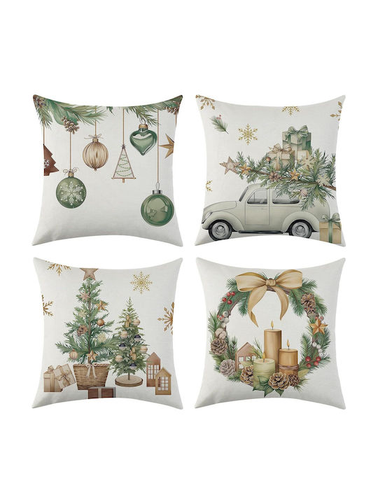 Set 4 Christmas Decorative Pillowcases 40x40 Cm