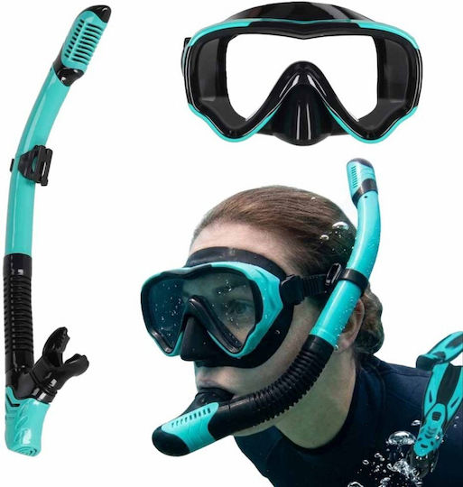 ikonka Silicone Diving Mask with Snorkel Blue