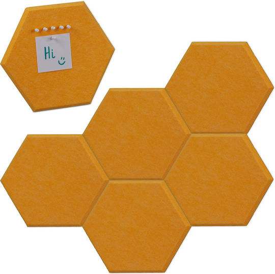 Set 6 Panouri Hexagonale din Plută Galbene 26x0.9x30 Cm