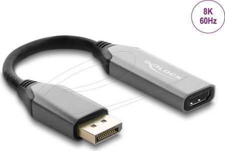 Delock Konverter 64366 Aktiver DisplayPort 1.4 Zu HDMI Adapter 8K HDR Funktion Schwarz Grau