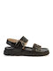 Leather Women's Flat Sandals Flatforms Black