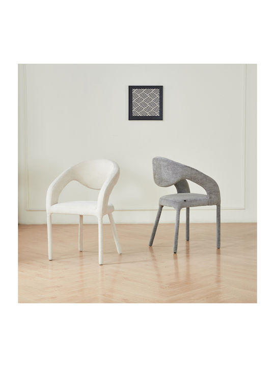 Ofilia Dining Armchairs with Fabric Upholstery Ecru 2pcs 58x54.5x85.5cm