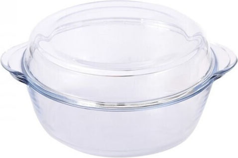 Alorno Кръгъл Устойчив Съд Стъклен с Капак 3000ml