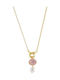 Oxette Necklace with Pink Plating with Pearls & Pink Zircon