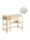 Kids Bed Bunk Single with Mattress & Desk Beige 90x190cm