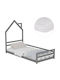 Kinderbett Montessori Einzel mit Matratze Grau 90x190cm