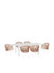 Outdoor Dining Room Set 7 Pieces White with Pillows