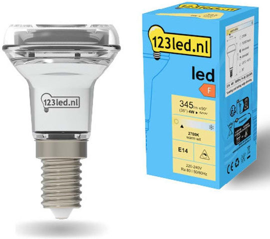123led Λάμπα LED 4W για Ντουί E14 και Σχήμα R50 Θερμό Λευκό 345lm Dimmable