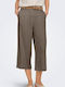 Women's Capri Chino Trousers with Rubber Band Walnut Darkbrown