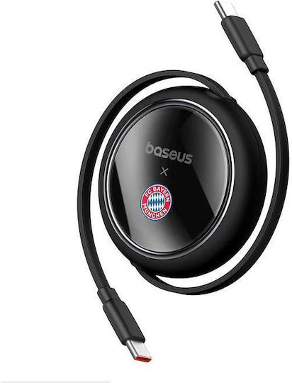 Baseus Free2pull Mini Power Data Cable Fast Charging Retractable Usb Type-c To Usb Type-c 100w 1.5m Black