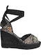 Sommer Damenplattformen in Stil Espadrilles Schwarz