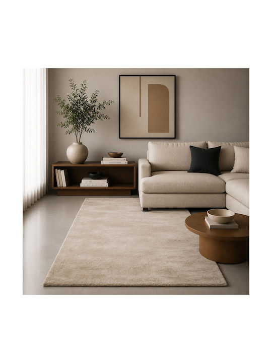 Noelia Living Room Rug Rectangular Shaggy Beige 130x190cm