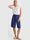 Damen Bermudas Leinen Blaue