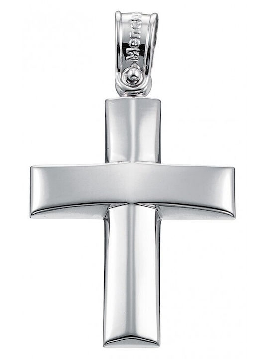 Atofio Kosmima Male White Gold Cross 14K Without Chain