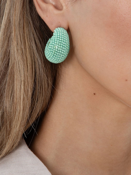 Toi&Moi Earrings Hoops with Green Stones
